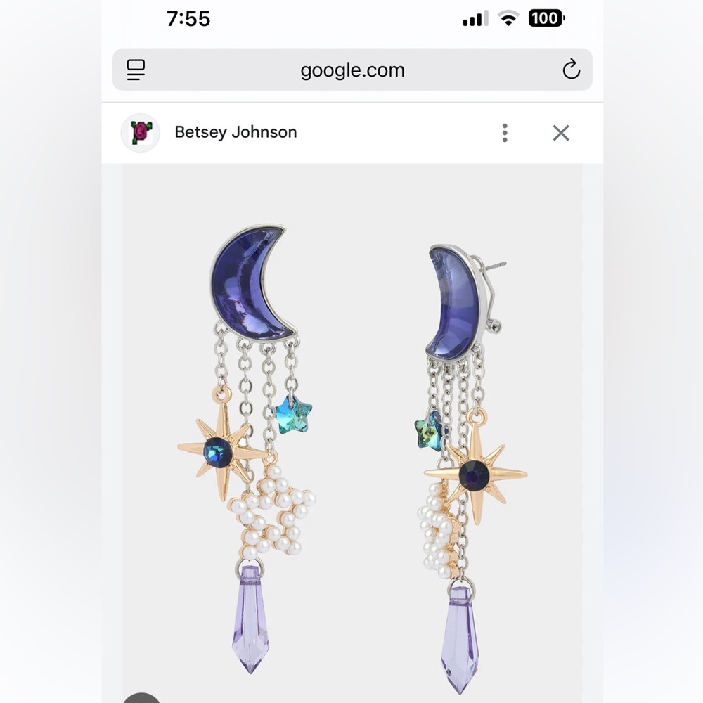 ISO Betsey Johnson Purple Crescent Earrings with Stars.